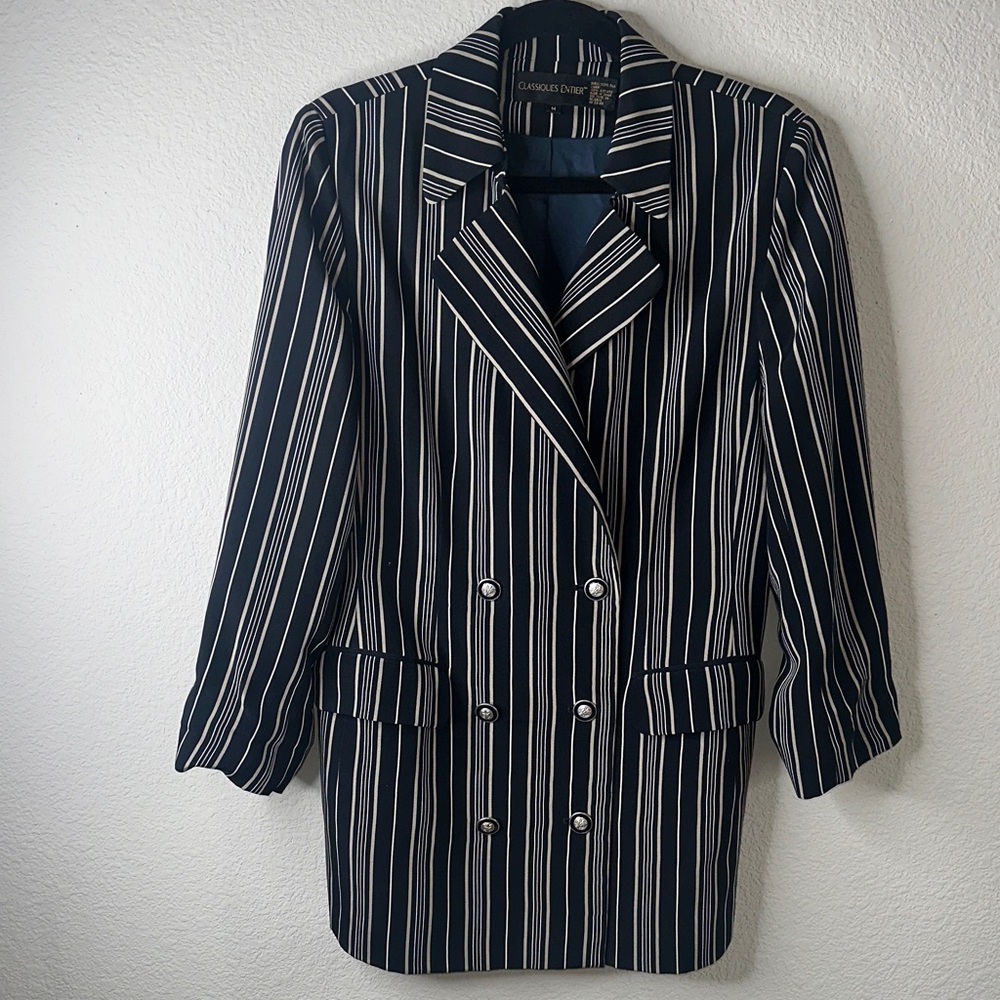 Classiques Entier Black and‎ White Striped Blazer